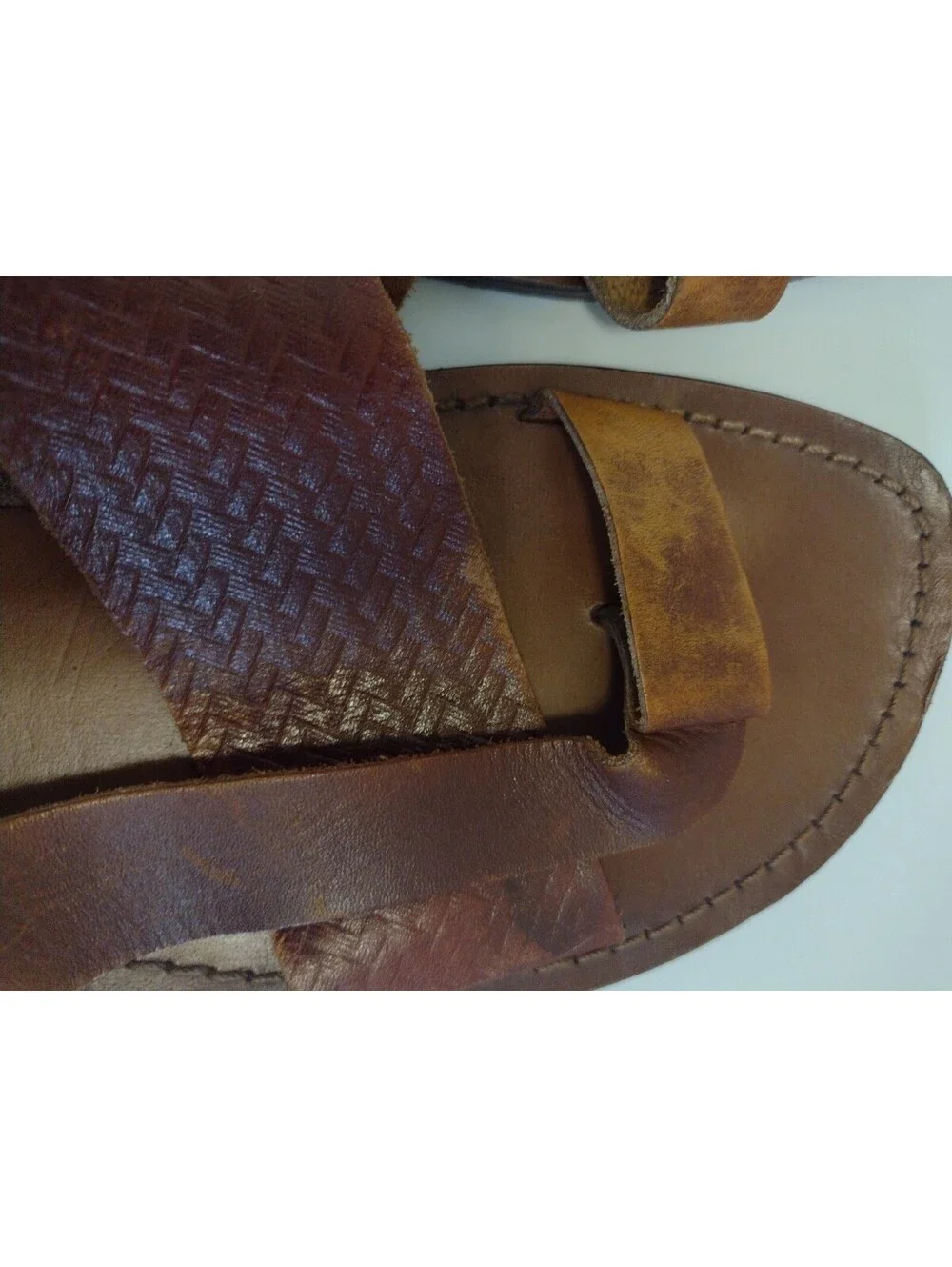 Pierre Cardin Leather Toe Loop Sandals Mens EU 42 US 8.5 9 Handmade Brown India